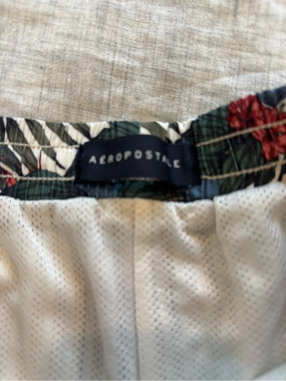 Aeropostale Tropical Leaf Print Men's Swim Shorts - Cream, Green, Blue